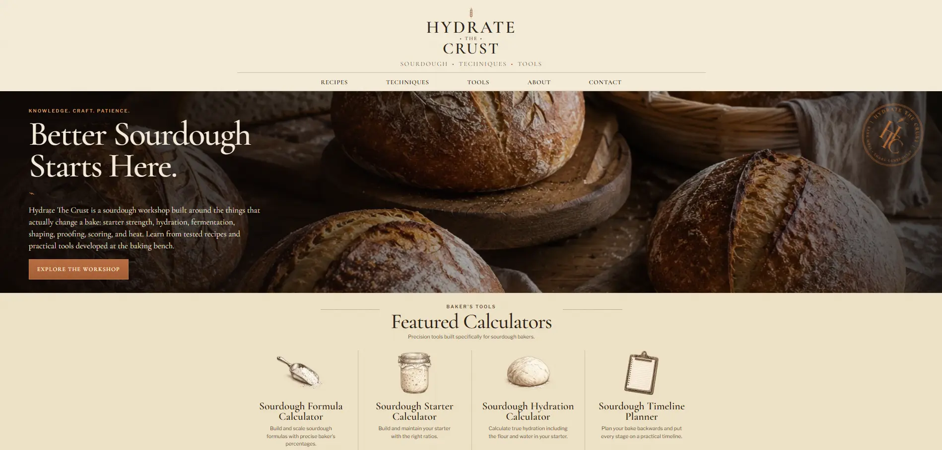 Hydrate The Crust website screenshot